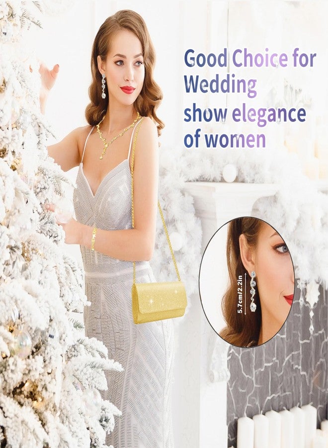 stablerice 9 Pcs Rhinestone Jewelry Sets for Women Rhinestone Purses for Women Clutch Purse Necklace Earrings Bracelet Jewelry Sets for Wedding Formal Bridal Bridesmaid Gifts (Beautiful Style, 9) - Image 2